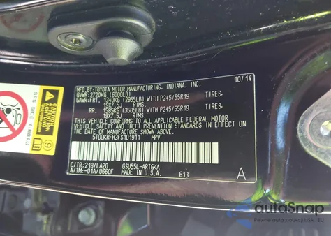 2015 Toyota Highlander Limited Platinum V6 z USA, uszkodzony, nr VIN 5TDDKRFH3FS101911